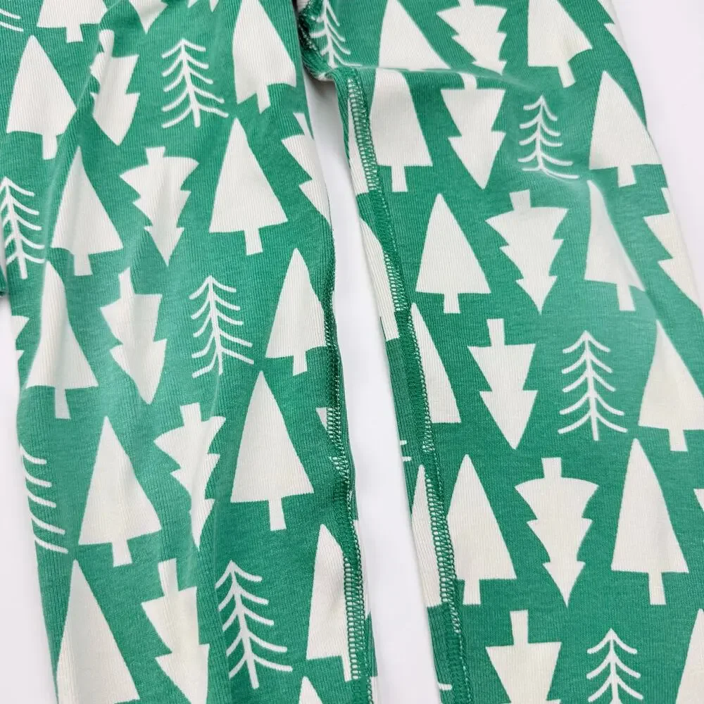 Hanna Andersson Organic Green Trees Long Johns Pajama Set, Size 6/7
